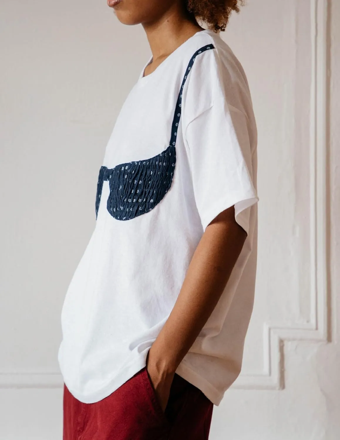 Women Y2k Smocked Shirt Bikini Bra Graphic Print Crewneck Short Sleeve Casual Shirts Summer Aesthetic White Tee Top