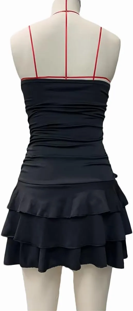 Women Y2K Strapless Mini Dress Coquette Floral Sleeveless Backless Off Shoulder Tube Bodycon Short Dress Beachwear