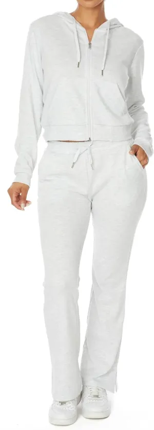 Women's 2 Piece Outfit Sweatsuit Set Zip Up Hoodie Boot Cut Leg Sweatpants French Terry Lounge Set