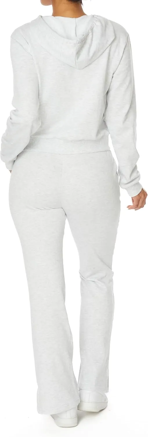 Women's 2 Piece Outfit Sweatsuit Set Zip Up Hoodie Boot Cut Leg Sweatpants French Terry Lounge Set