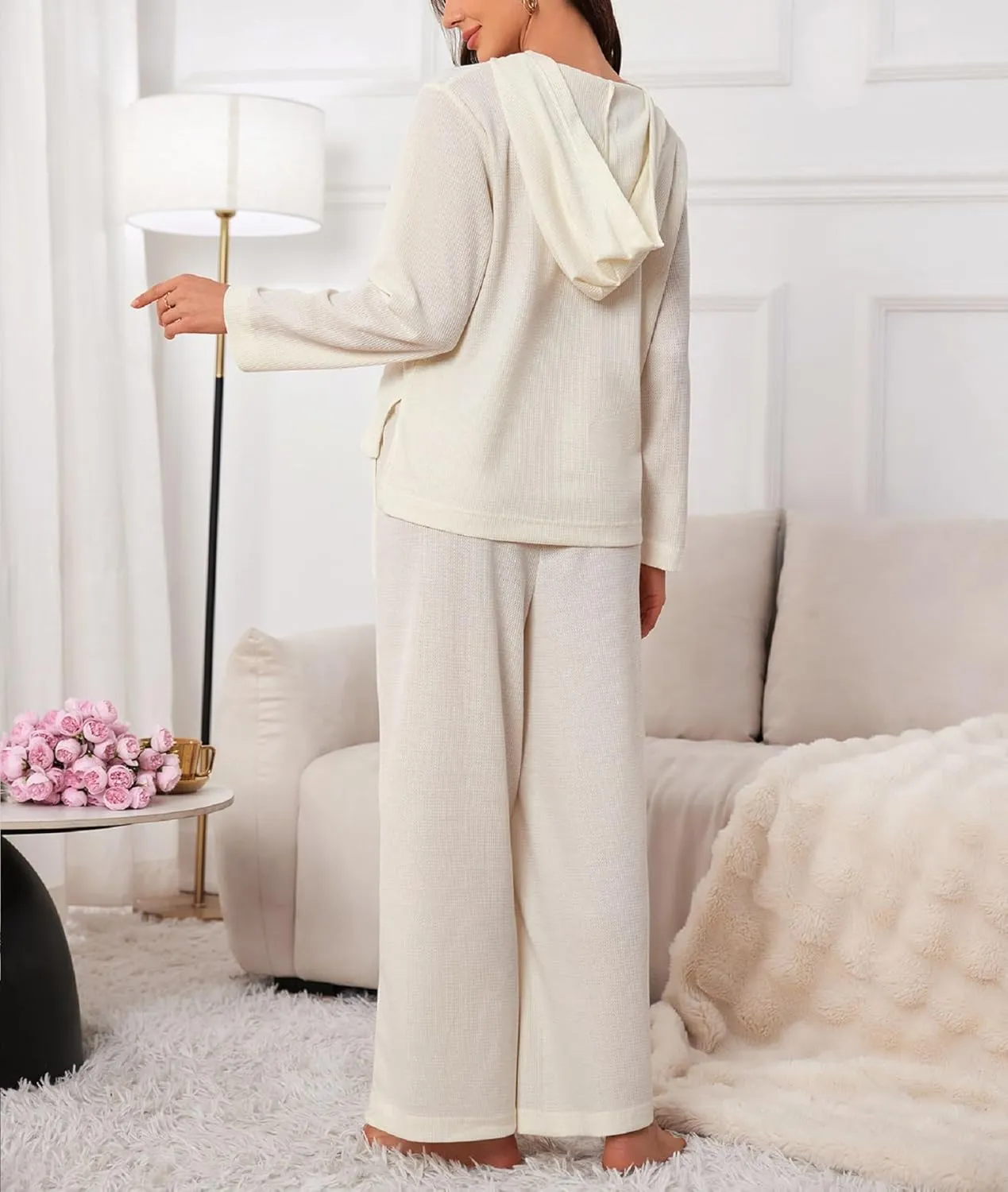 Women's 2 Piece Sets Sweatsuits Spring Long Sleeve Hoodie Wide Leg Casual Lounge Set with Pockets