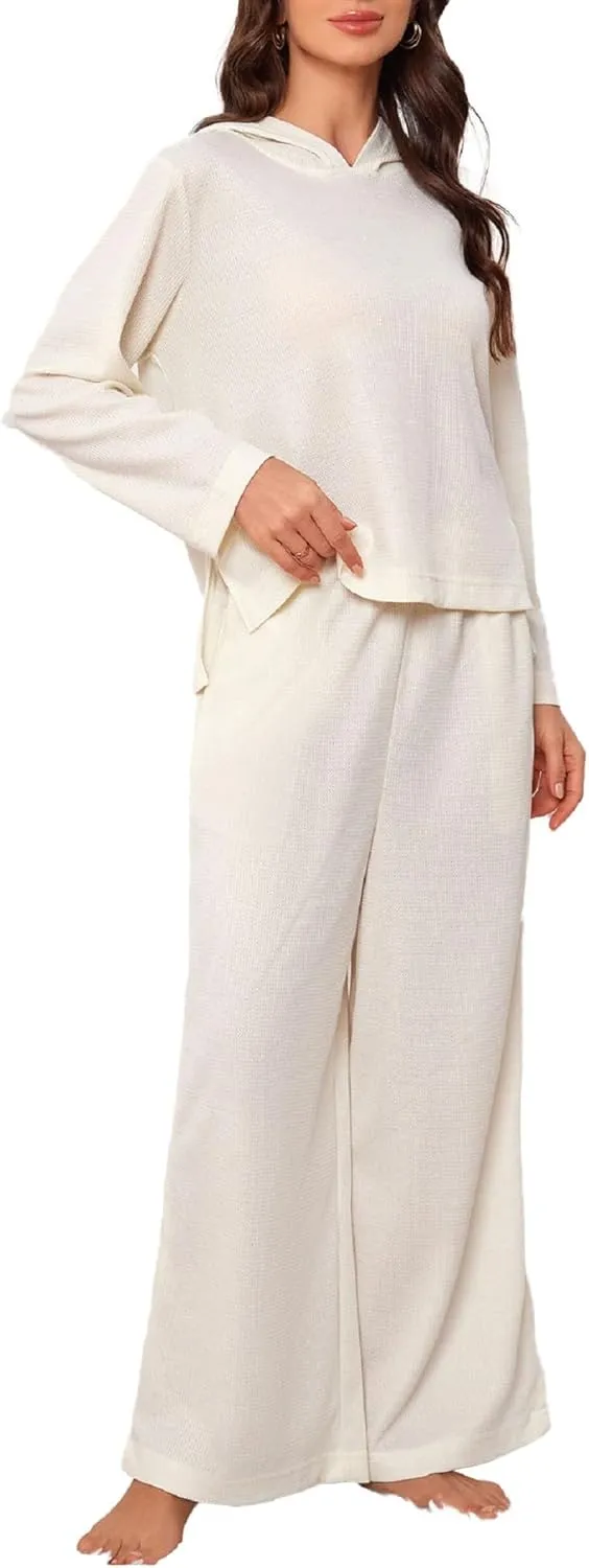 Women's 2 Piece Sets Sweatsuits Spring Long Sleeve Hoodie Wide Leg Casual Lounge Set with Pockets