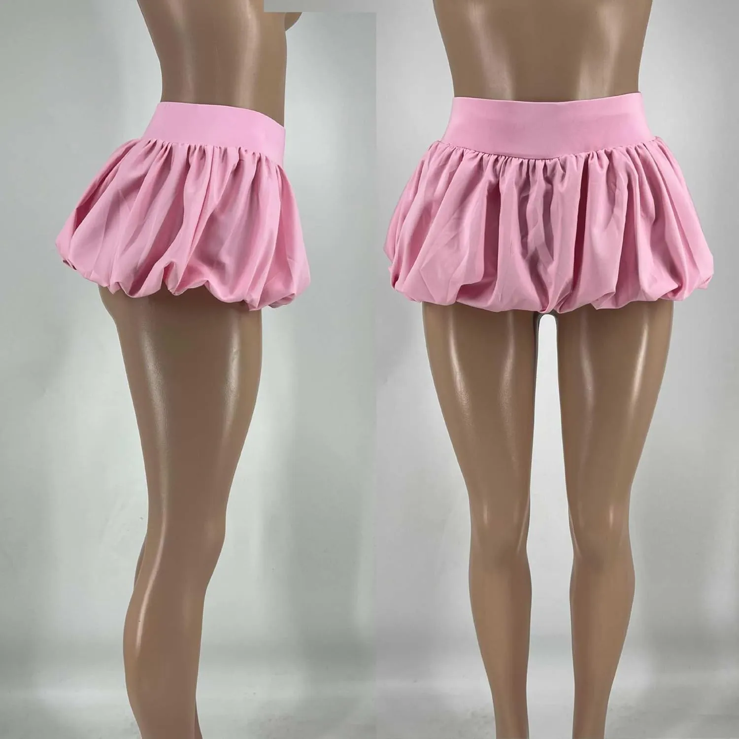 Women's Bubble Mini Skirt Y2K Pleated Ruffle High Waist Flare A Line Balloon Cute Short Skirts