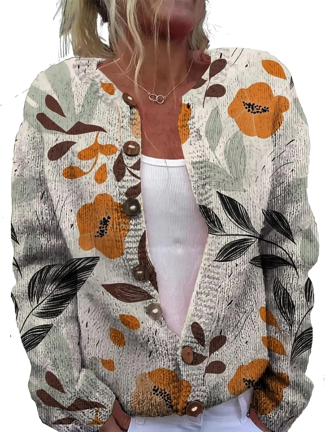 Womens Cardigan Sweater Chunky Plus Size Botton Lightweight Casual Long Sleeve Sweater Winter Fall Tops