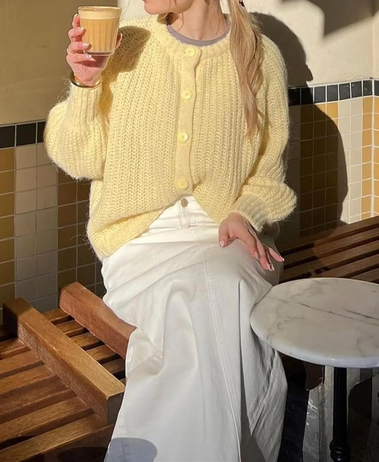 Womens Cardigan Sweater Long Sleeve Button Y2K Chunky Soft Knit Sweater Casual Open Front Outwear Knitwear Coat