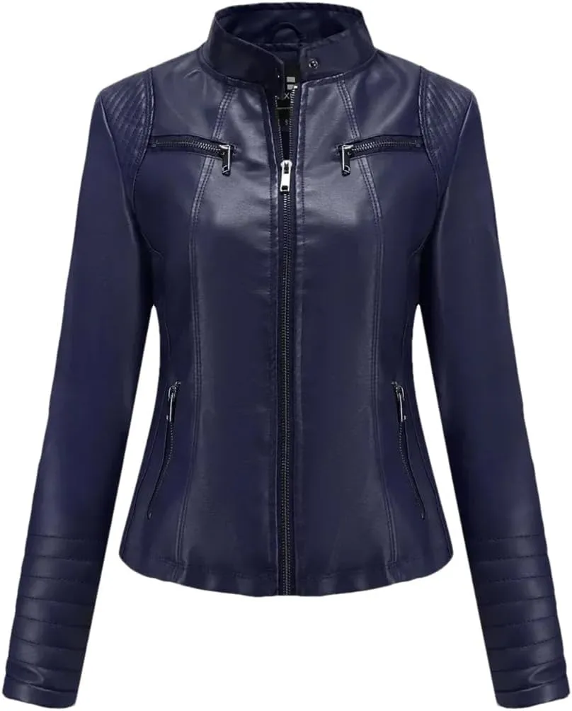 Women's Coats Moto Biker Ladies Fashion PU Leather Tops Spring Autumn Winter Jackets