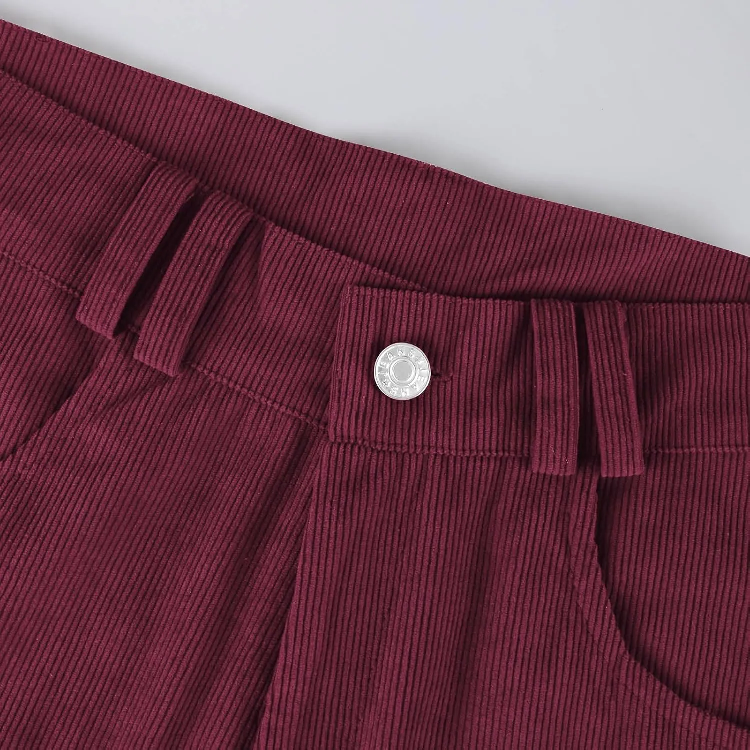 Womens Corduroy Pants Loose Mid Rise Pant Spring Fall Casual Straight Comfy Trousers with Pockets