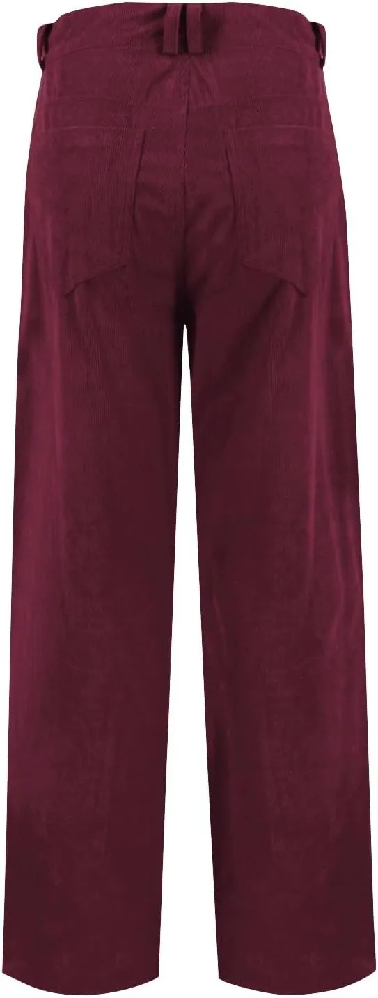 Womens Corduroy Pants Loose Mid Rise Pant Spring Fall Casual Straight Comfy Trousers with Pockets