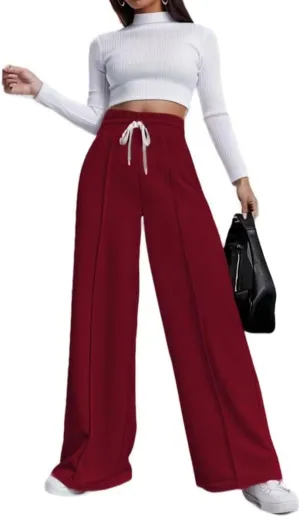 Women's Drawstring High Waisted Wide Leg Long Pants Casual Sweats Pants Cotton 2023 Athletic Trousers with Pockets