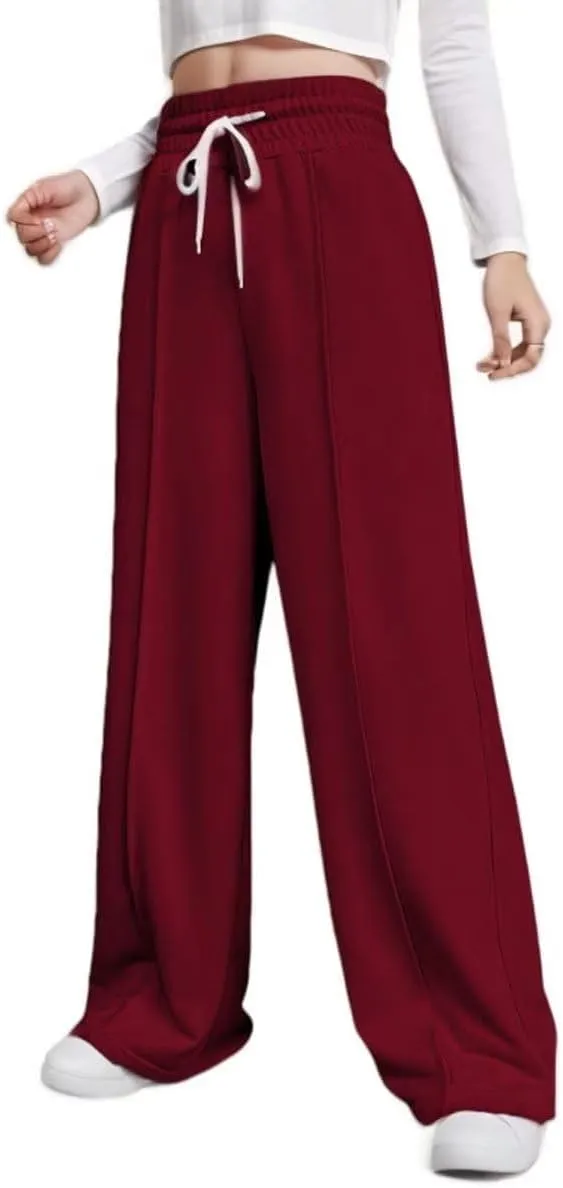 Women's Drawstring High Waisted Wide Leg Long Pants Casual Sweats Pants Cotton 2023 Athletic Trousers with Pockets
