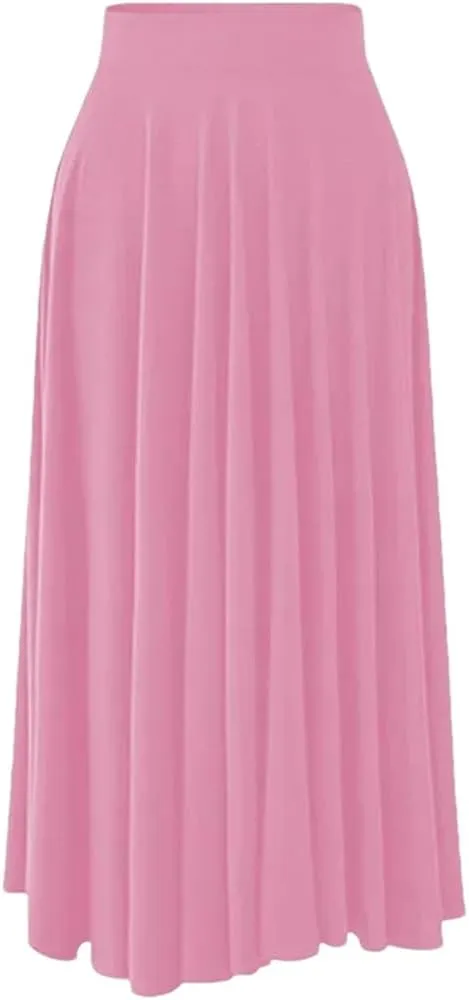 Women's Fashion High-Waisted Mid Length Skirt Loose-Fit Wide-Leg Umbrella A-Line Skirts