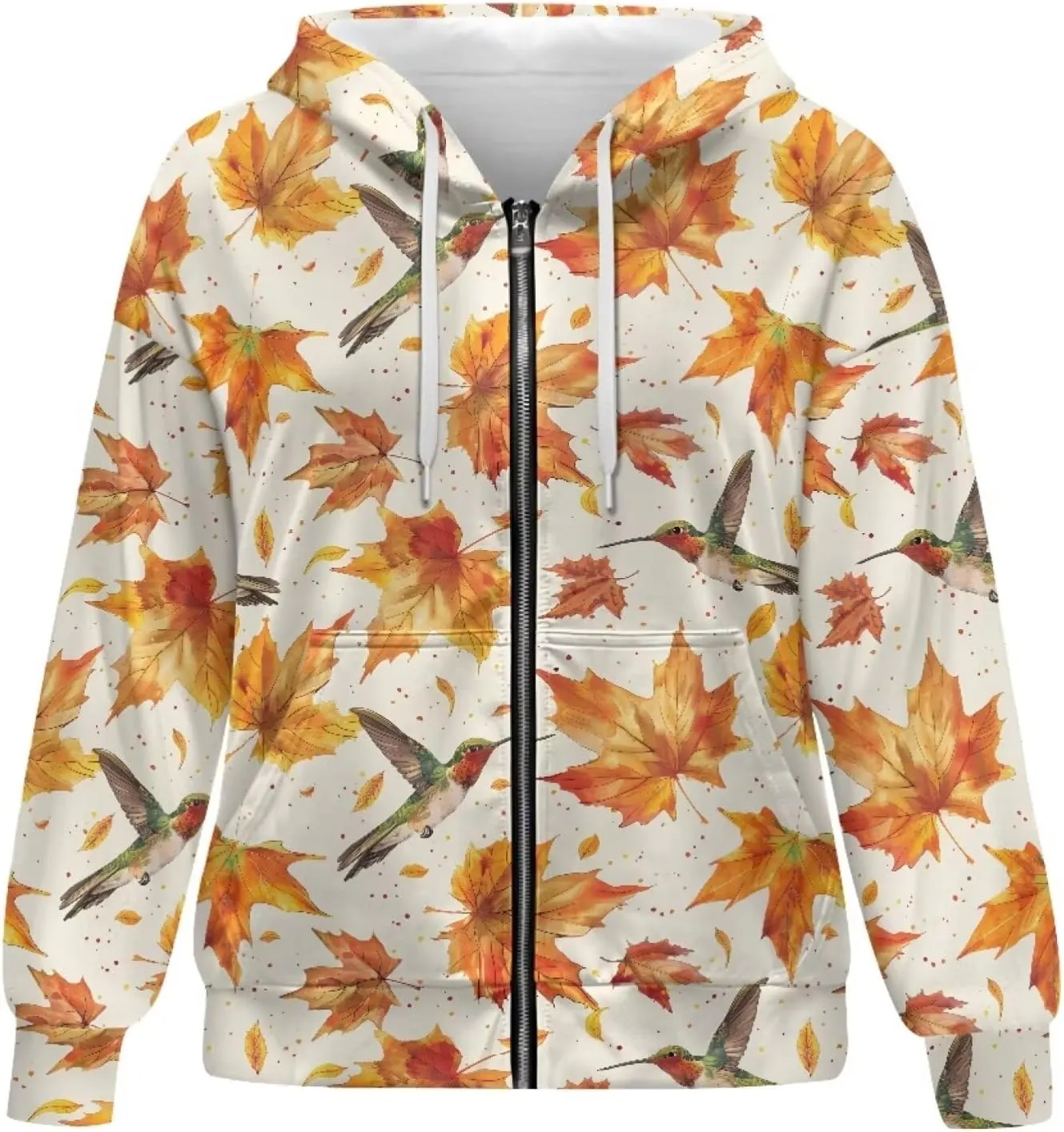 Womens Full Zip Hoodie Soft Jacket Long Sleeve Top Oversized Sweatshirt Sportwear Fall Casual Coat Y2K Clothes