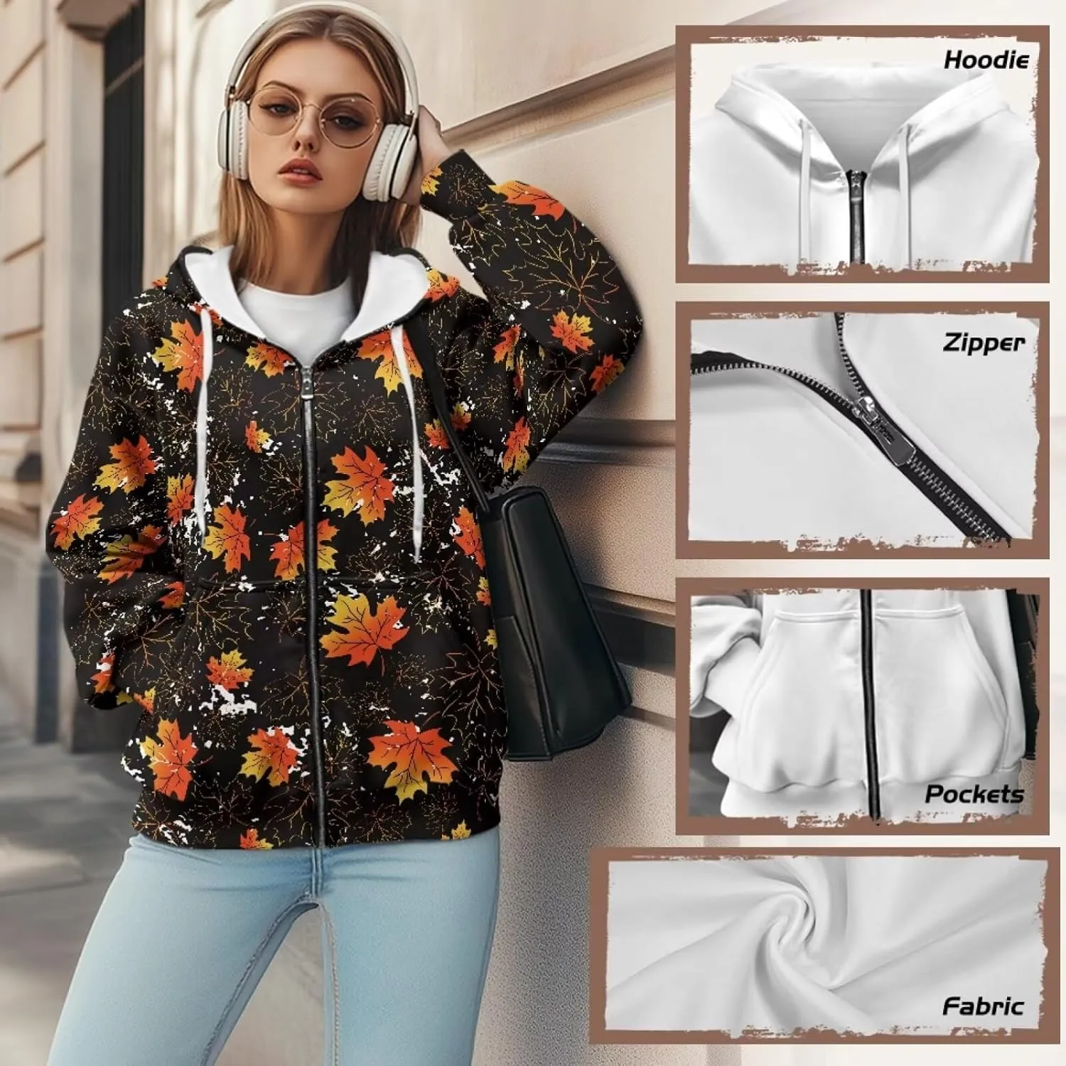 Womens Full Zip Hoodie Soft Jacket Long Sleeve Top Oversized Sweatshirt Sportwear Fall Casual Coat Y2K Clothes