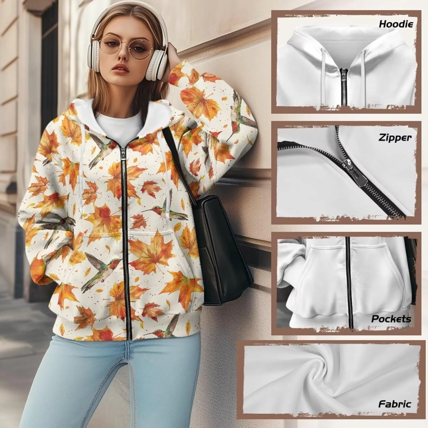 Womens Full Zip Hoodie Soft Jacket Long Sleeve Top Oversized Sweatshirt Sportwear Fall Casual Coat Y2K Clothes