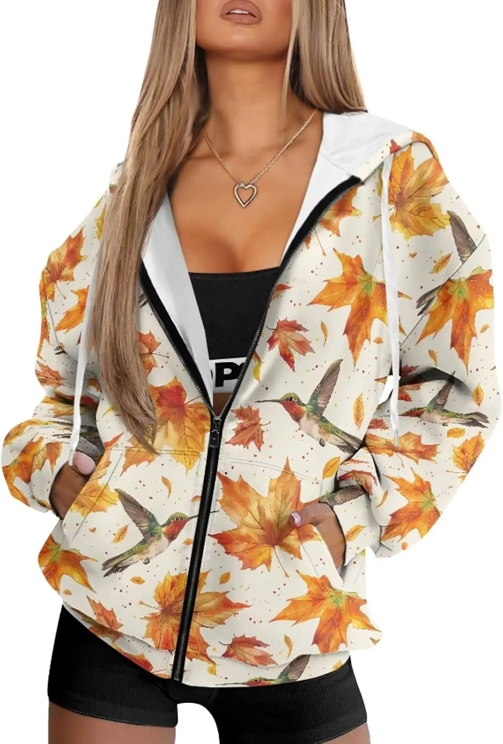Womens Full Zip Hoodie Soft Jacket Long Sleeve Top Oversized Sweatshirt Sportwear Fall Casual Coat Y2K Clothes