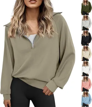 Womens Half Zip Cropped Sweatshirt Fleece Quarter Zip Pullorver Sweater Y2K Hoodies Teen Girls Trendy Clothes