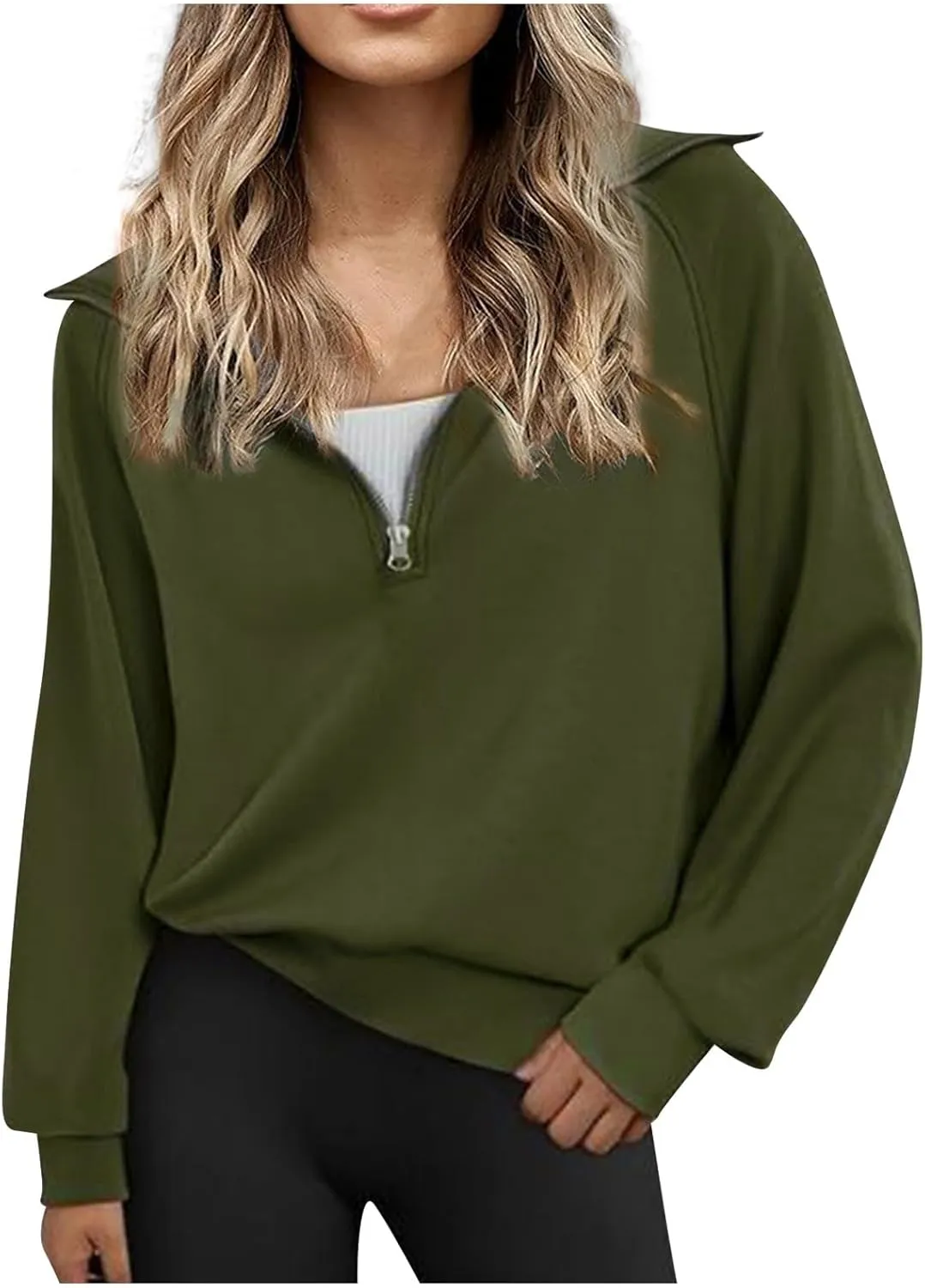 Womens Half Zip Cropped Sweatshirt Fleece Quarter Zip Pullorver Sweater Y2K Hoodies Teen Girls Trendy Clothes