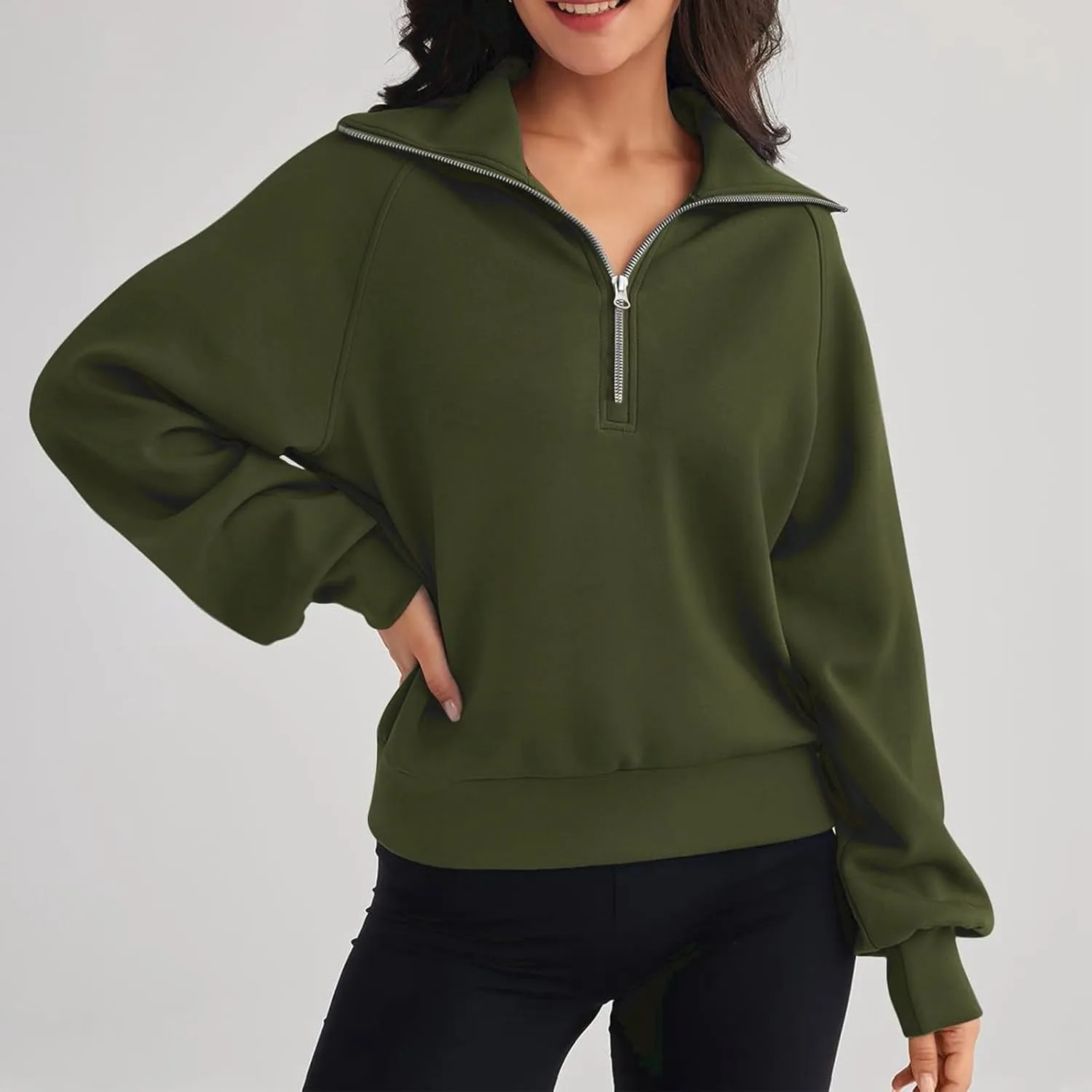 Womens Half Zip Cropped Sweatshirt Fleece Quarter Zip Pullorver Sweater Y2K Hoodies Teen Girls Trendy Clothes
