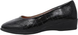 Women's Leather Closed Toe 2 Inch Mid Wedges Heels with Arch Support Round Toe Comfortable Dress for Sneaker Casual Shoe