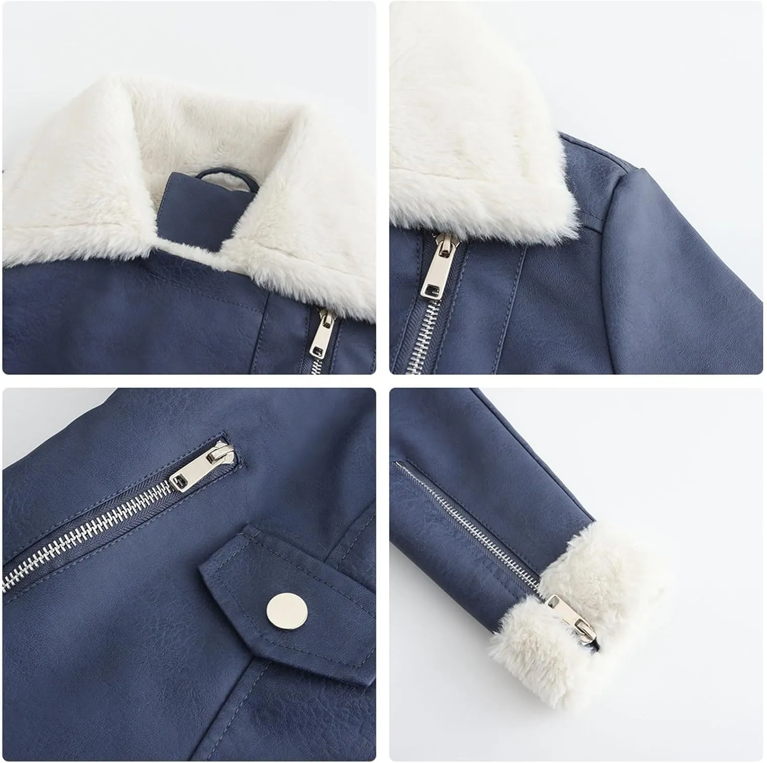 Womens Oversized Leather Jackets, Faux Shearing Moto Biker Jacket, Thick Lined Winter Shearling Coat