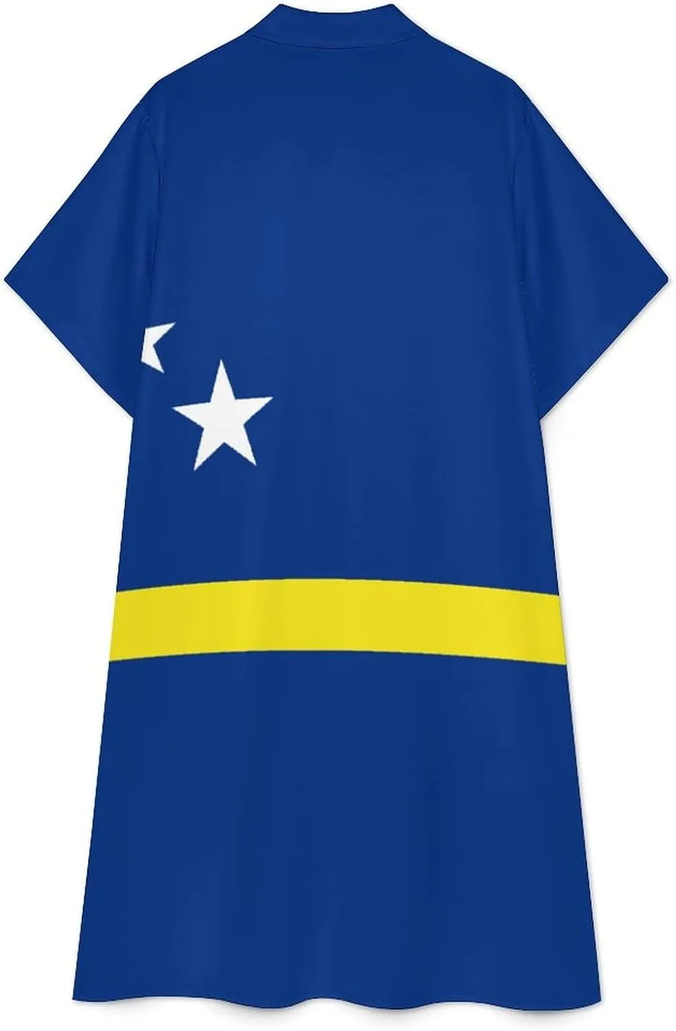Women's Short Sleeve Collared Simple Button Down Shirt Dress 2025 Summer Ukraine Flag Long Dresses