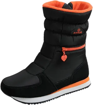 Women's Snow Boots Flat Bottomed Medium Tube Water Proof Thickened Zippered Cotton Shoes Universal Headphone Case