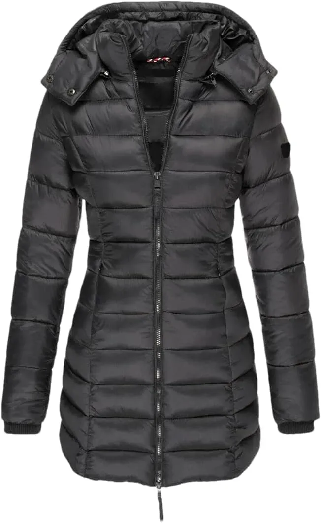 Womens Winter Long Down Coat Thicken Warm Hooded Cotton Padded Puffer Jacket Overcoat
