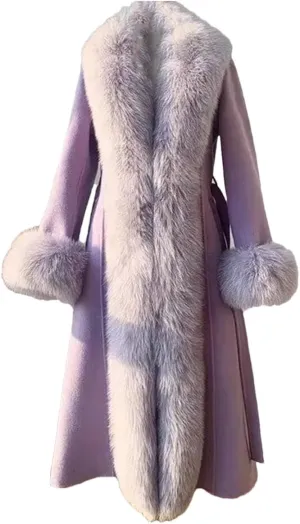 Women's Wool Blended Coat Winter LArge Fur ColLAr LArge Size Casual Warm Windbreaker Jacket