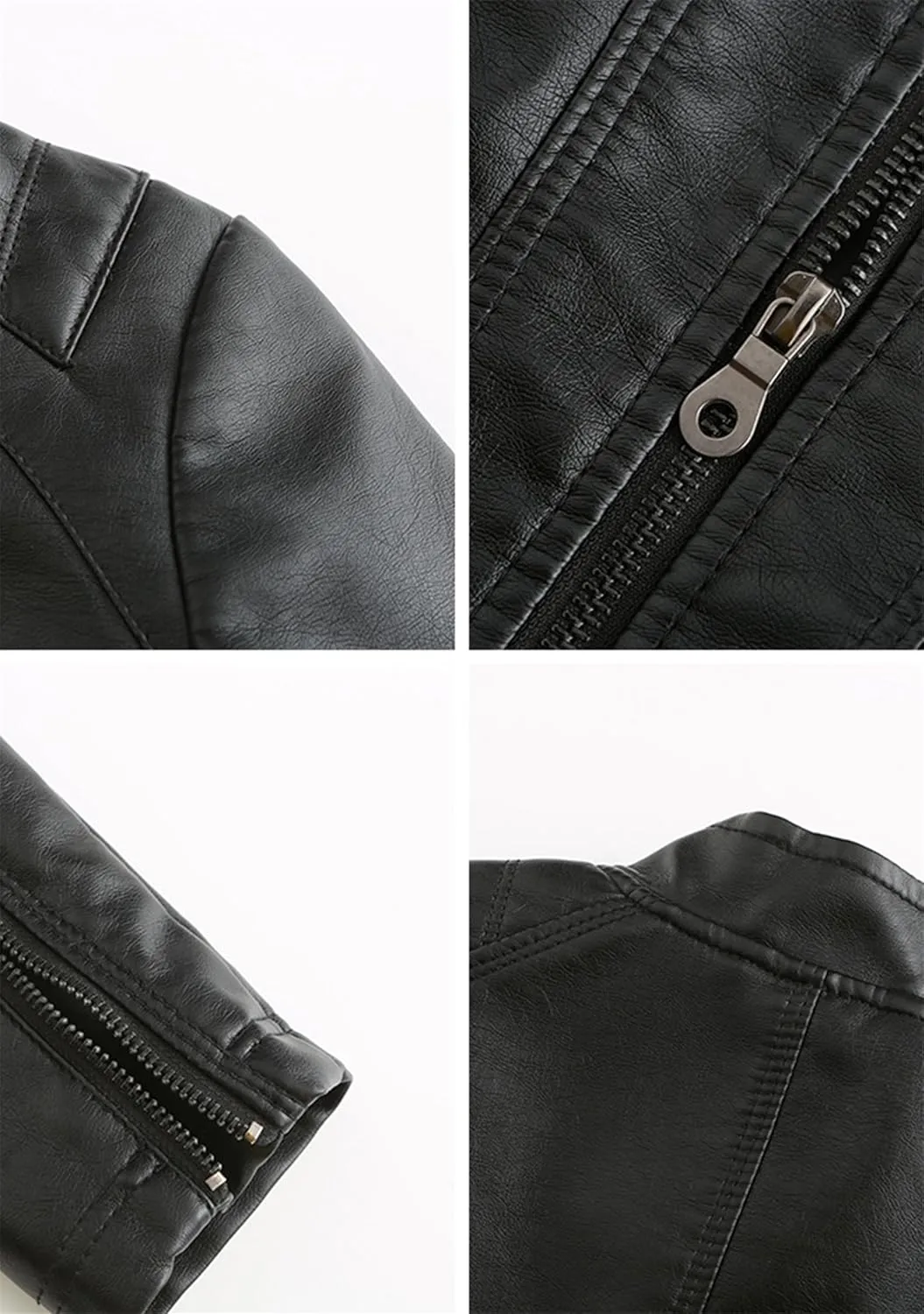 YMING Womens Faux Leather Zipper Jackets PU Motorcycle Coat Fall Plus Size Biker Outwear