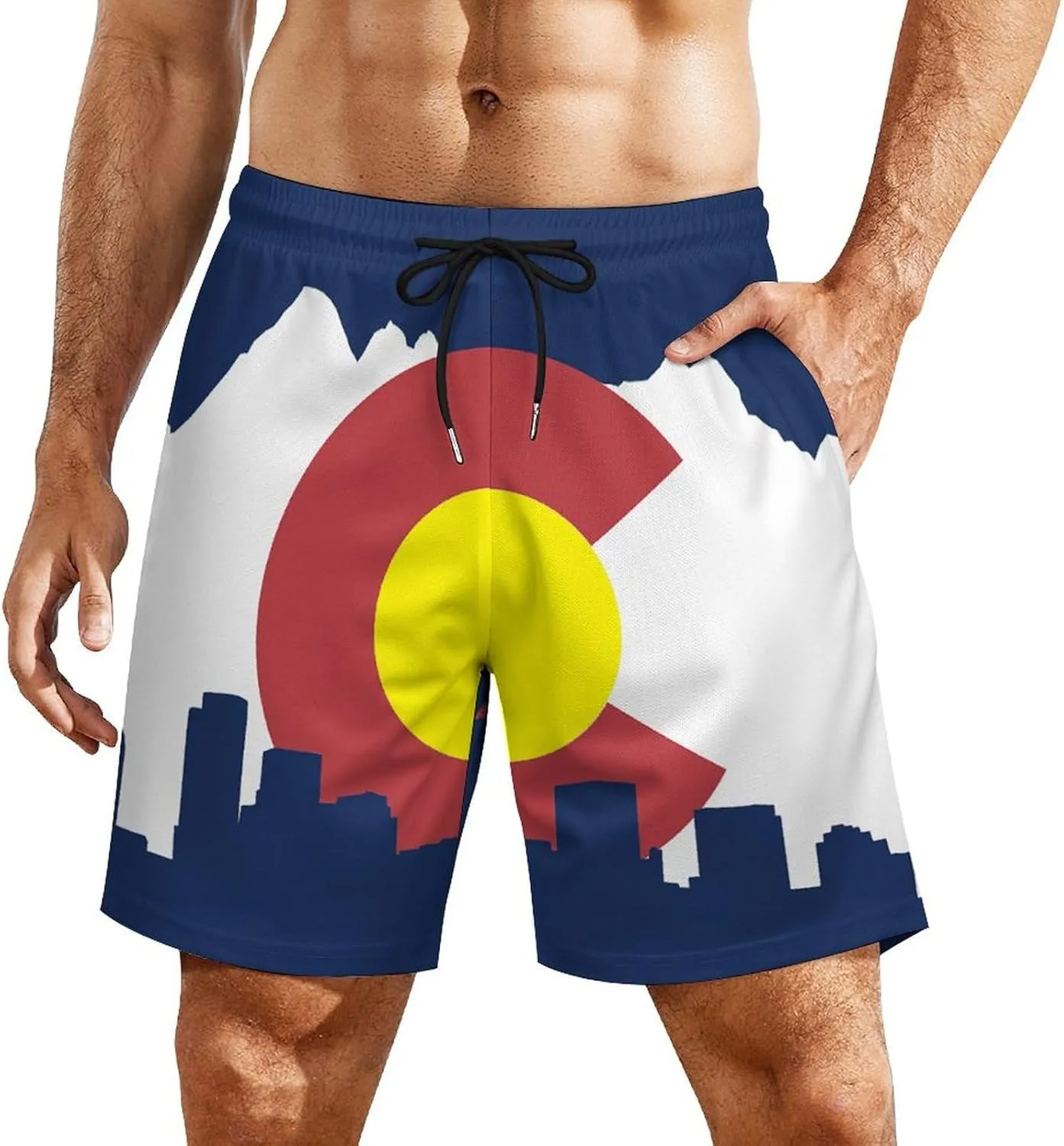 Zakqeik Italian Flag Mens Swim Trunks Quick Dry Swim Shorts with Pockets Funny Beach Shorts