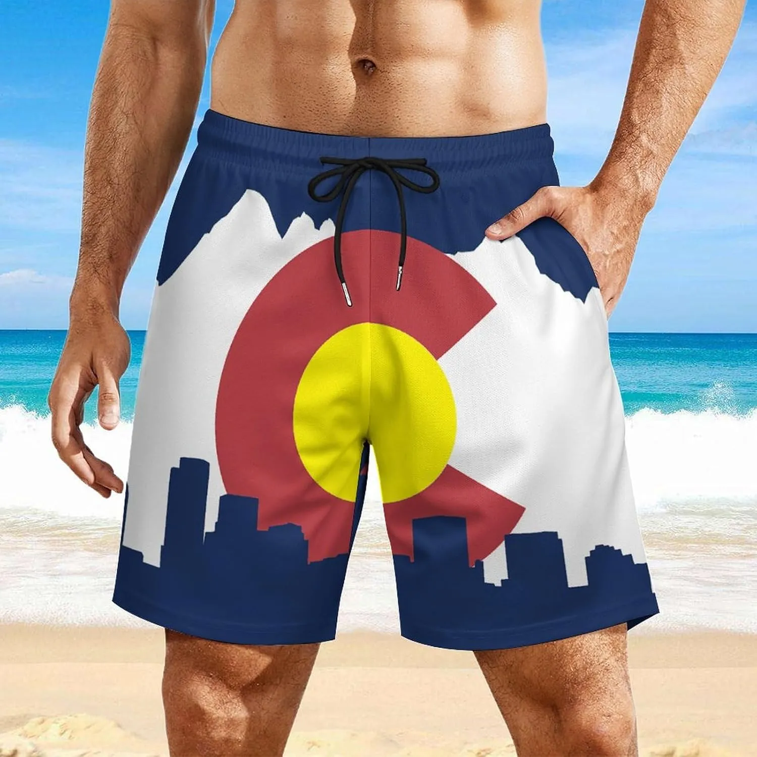 Zakqeik Italian Flag Mens Swim Trunks Quick Dry Swim Shorts with Pockets Funny Beach Shorts