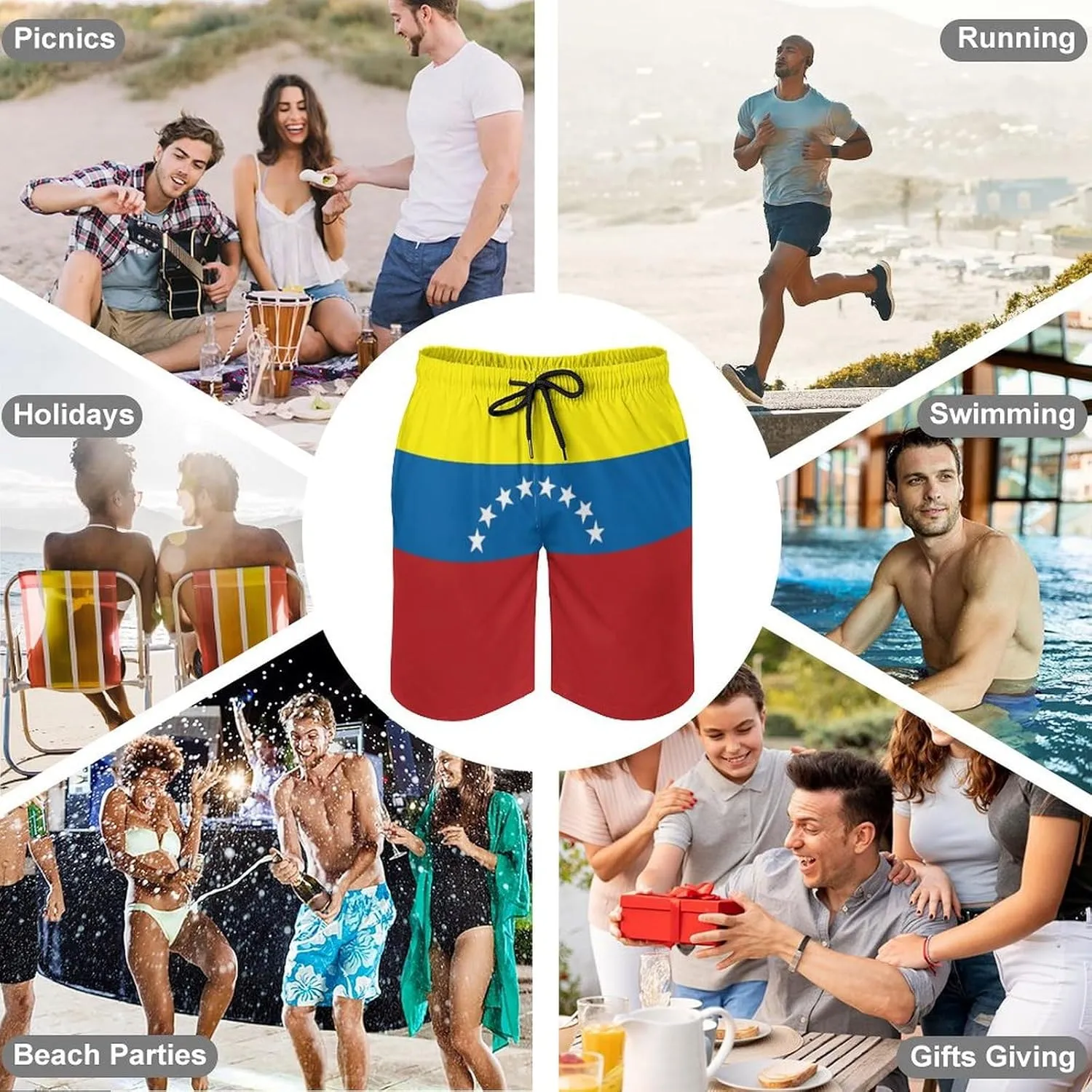 Zakqeik Men's Summer Guyana Flag Map Swim Trunks Quick Dry Surf Boardshorts Bathing Suit Shorts with Pockets