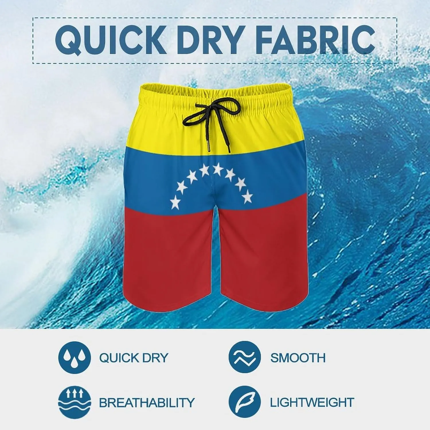 Zakqeik Men's Summer Guyana Flag Map Swim Trunks Quick Dry Surf Boardshorts Bathing Suit Shorts with Pockets