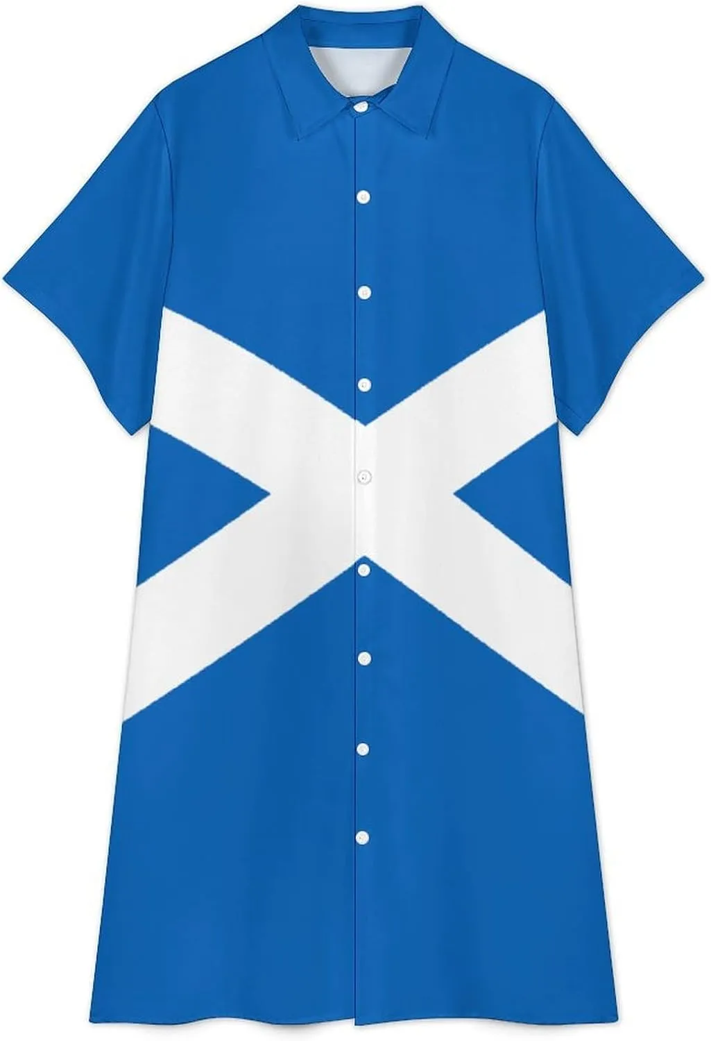 Zakqeik Women's Honduras Flag Shirt Dress Collar V-Neck Button Down Loose Short Sleeve Long Dresses