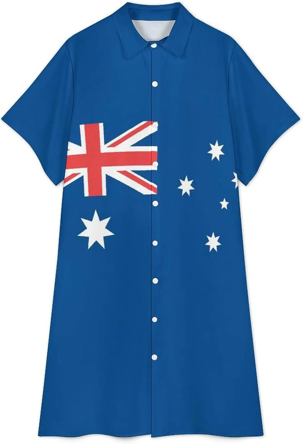 Zakqeik Women's Italy Flag Shirt Dress Collar V-Neck Button Down Loose Short Sleeve Long Dresses