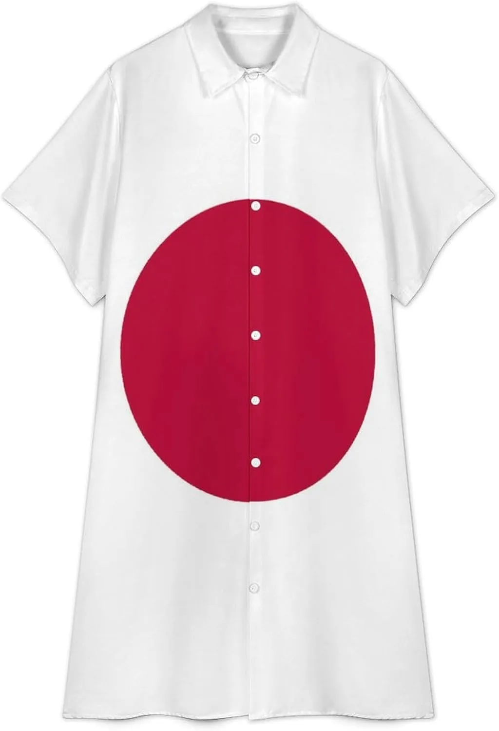 Zakqeik Women's Italy Flag Shirt Dress Collar V-Neck Button Down Loose Short Sleeve Long Dresses