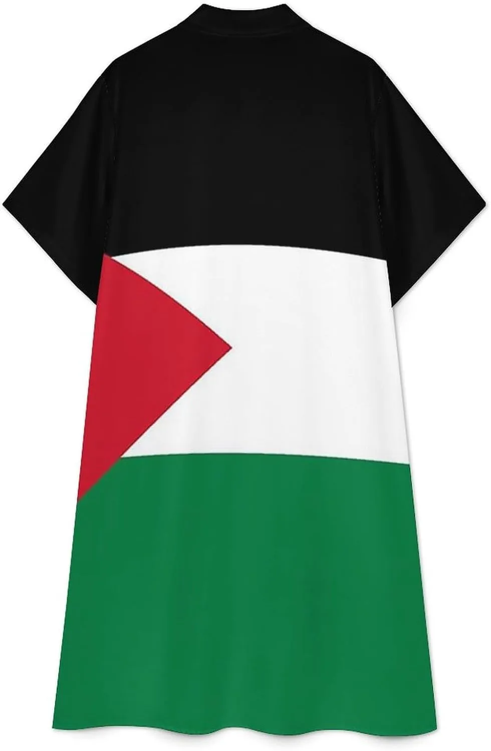 Zakqeik Women's Zimbabwe Flag Shirt Dress Collar V-Neck Button Down Loose Short Sleeve Long Dresses