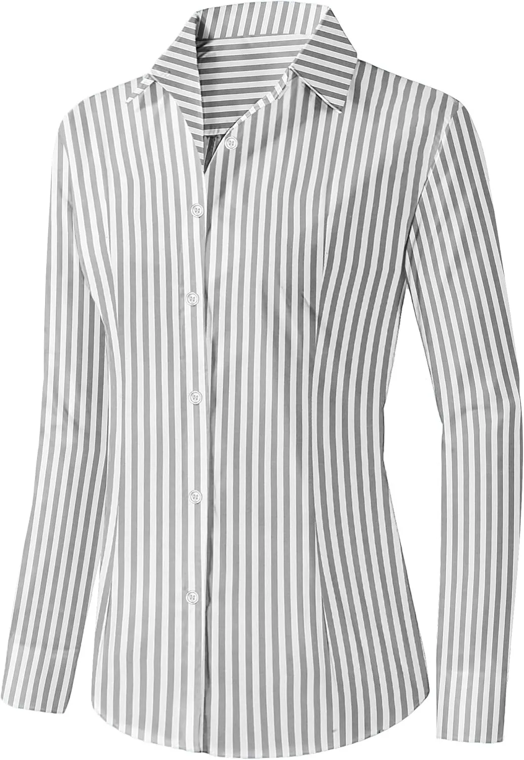 Zeagoo Womens Button Down Shirts Long Sleeve V Neck Tops Wrinkle Free Collared Work Office Solid Blouses Corset Tops