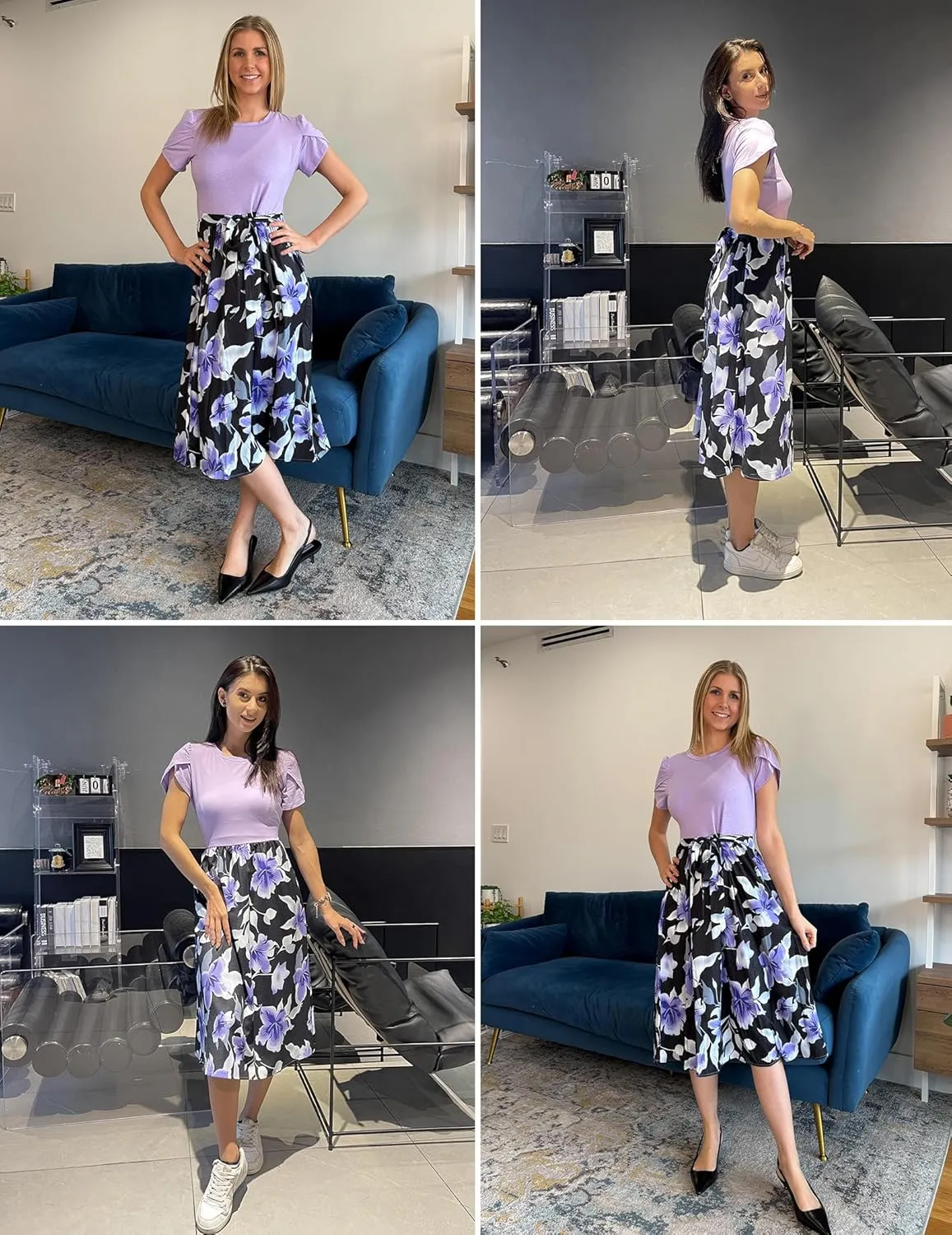 Zeagoo Womens Midi Dress Summer Short Sleeve Dress with Pockets 2025 Casual Floral T-Shirt Dress Flowy Beach Sundress